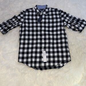 Tommy Hilfiger Black and White Plaid Shirt